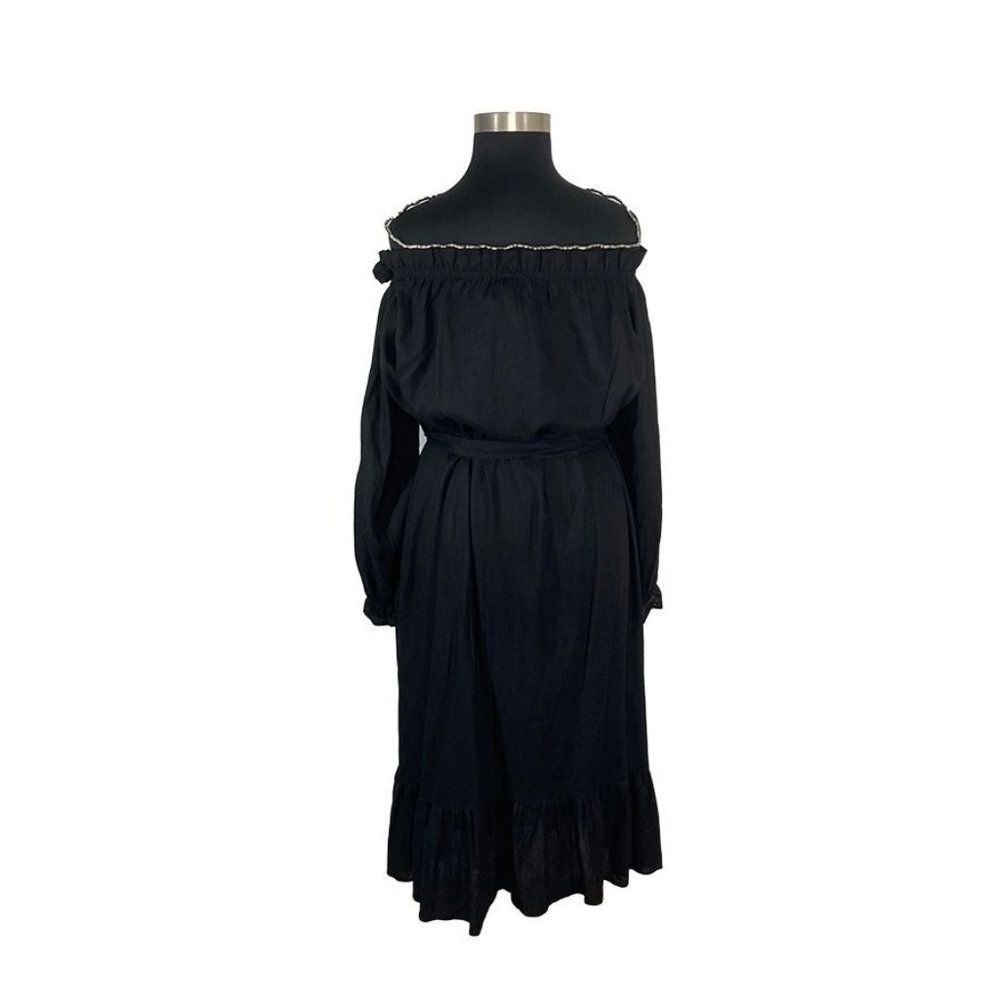 Eloquii 18/20 Black Maxi Peasant Shirt Dress Boho Drop Shoulder Puff Sleeve Goth - Picture 9 of 9